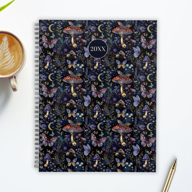 Agenda Butterflies Mushrooms & Botanical Moonlit Pattern (Criador carregado)