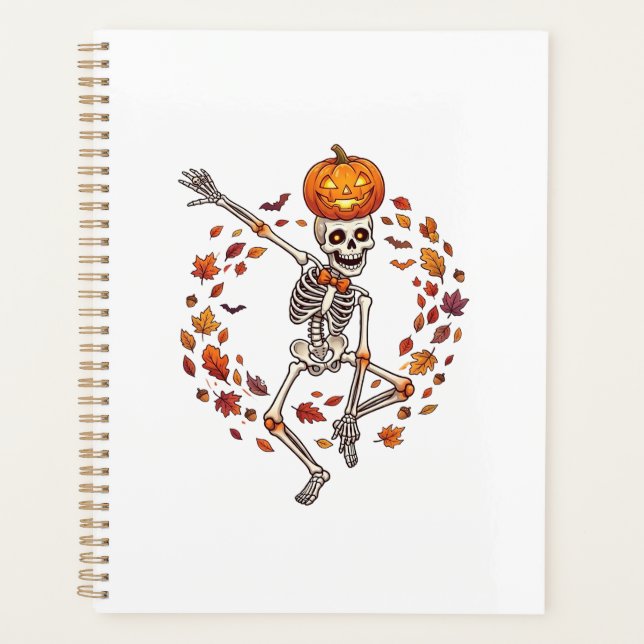 Agenda Cabeça de Abóbora de Esqueleto Dançante de Hallowe (Frente)