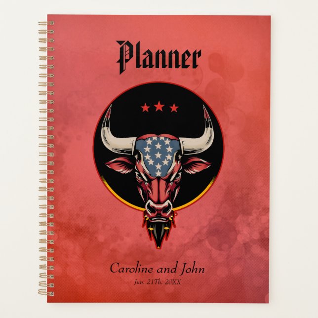 Agenda Cabeça de touro Patriótica, um touro Americano. (Frente)
