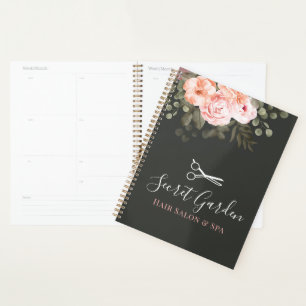 Agenda Cabeleireiro de Salão de Beleza Elegante Rosa Flor