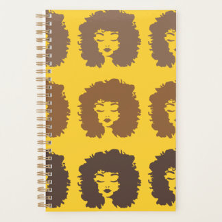 Agenda Cabelo Crespo Natural Amarelo Marrom Encadernação