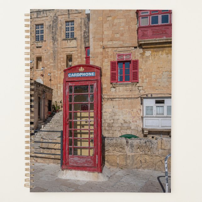Agenda Cabine telefônica vermelha em La Valetta Malta (Frente)
