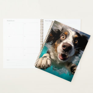 Agenda Cachorro Animado Nadando Embaixo d'Água Design