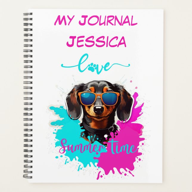 Agenda Cachorro Azul Cor-de-rosa-branca (Frente)