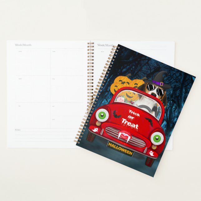 Agenda Cachorro Beagle Dirigindo Carro Halloween Assustad (Exibição)