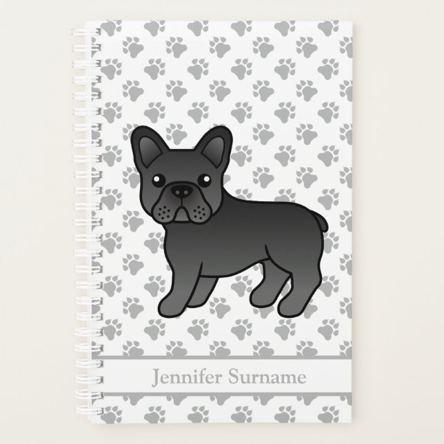 Agenda Cachorro Bulldog Francês Preto Fofo Cartoon e Text (Frente)