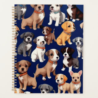 Agenda Cachorro Cachorro Marinho Design de Padrão Azul
