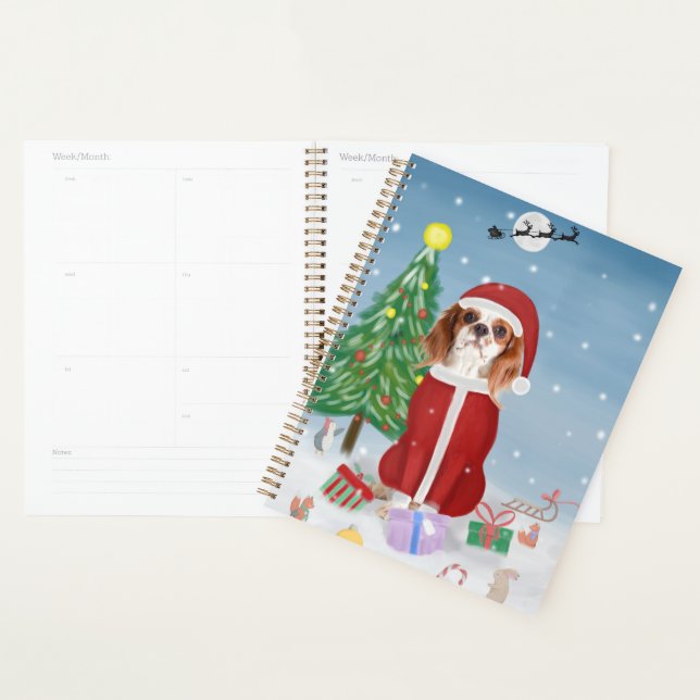Agenda Cachorro Cavalier King na Neve com presentes de Na (Exibição)