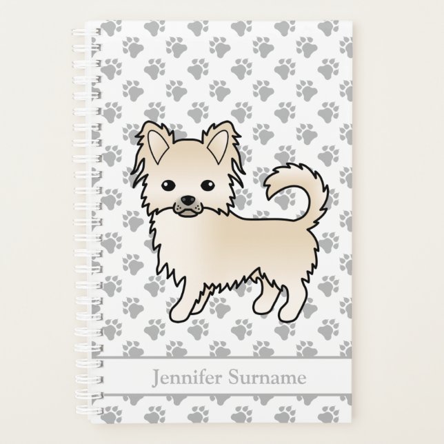Agenda Cachorro Chihuahua Casaco Longo Creme & Texto Pers (Frente)