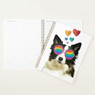 Agenda Cachorro Collie de Borda com Dia de os namorados d