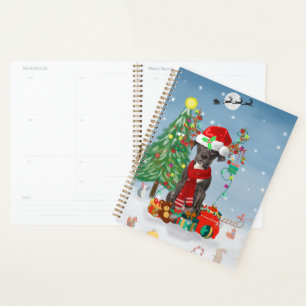 Agenda Cachorro da raça Great Dane com presentes de Natal