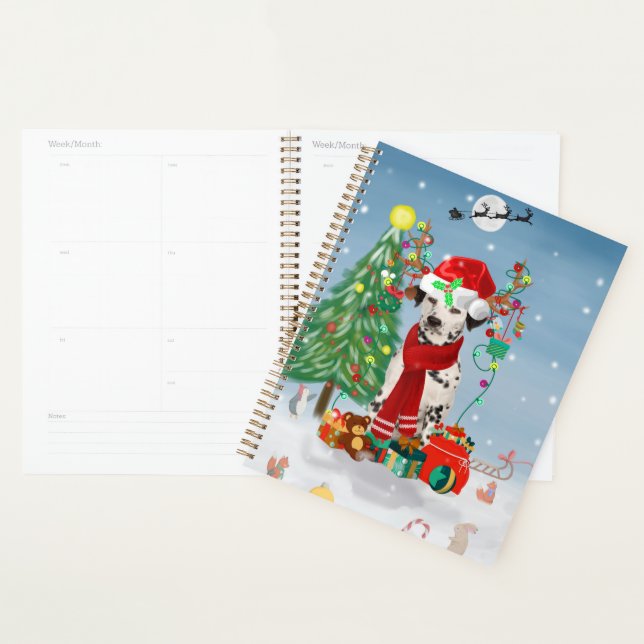 Agenda Cachorro Dachshund na Neve com Presentes de Natal  (Exibição)
