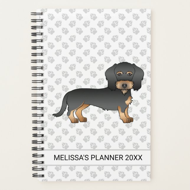 Agenda Cachorro Dachshund Preto e Marrom de Pelo Fio com  (Frente)