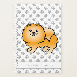 Agenda Cachorro de Animação Cuja Pomerânia Laranja E Text