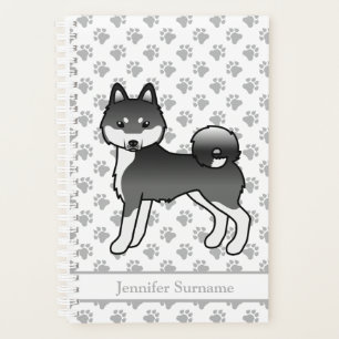 Agenda Cachorro De Cartoon Klee Kai, Branco E Preto