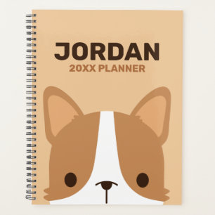 Agenda Cachorro de Corgi Bonito com Nome Personalizado