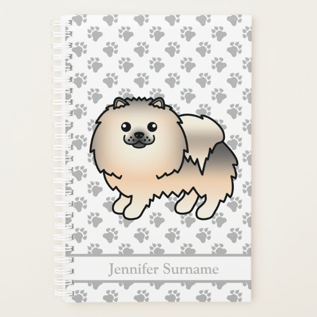 Agenda Cachorro De Desenho Animado Pomerânia Sable Creme  (Frente)