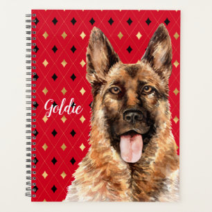 Agenda Cachorro de German shepherd de Aquarela Personaliz
