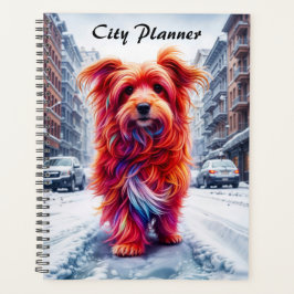 Agenda Cachorro de rua adorável em uma paisagem gelada na