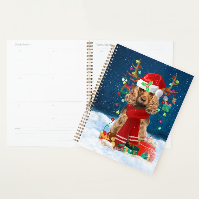 Agenda Cachorro do Cocker Spaniel com presentes de Natal (Exibição)