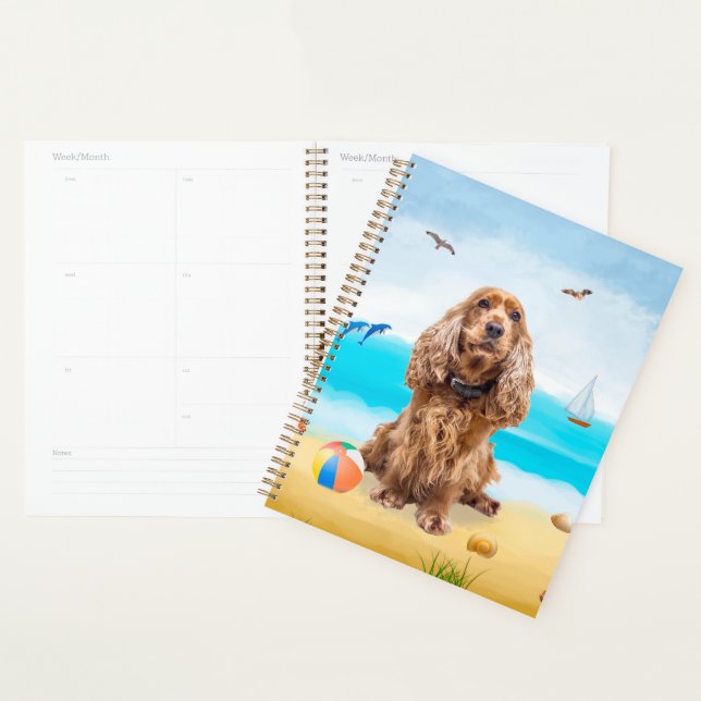 Agenda Cachorro do Cocker Spaniel em Praia (Exibição)