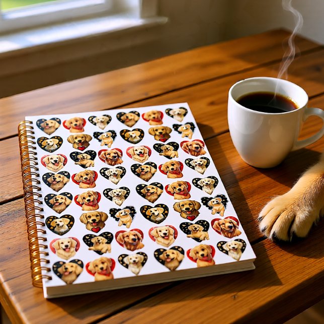 Agenda Cachorro do namorados Ouro (Valentine Golden Retriever Hearts Dog Lover Planner)