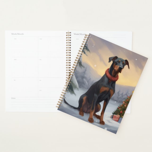 Agenda Cachorro Doberman na Neve Natal (Exibição)