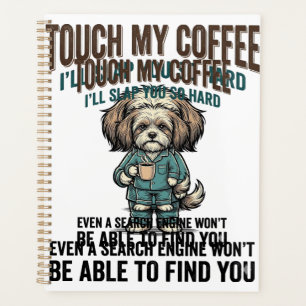 Agenda Cachorro Engraçado Café Aviso Desenho de Gravura V
