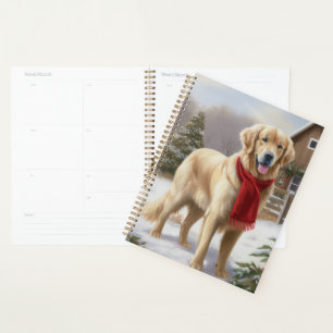 Agenda Cachorro Golden Retriever na Neve Natal