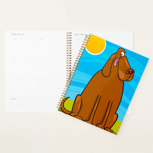 Agenda Cachorro Marrom Engraçado Sentado no Sol