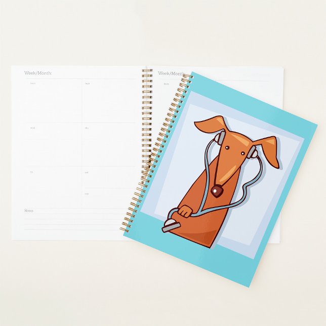 Agenda Cachorro ouvindo música Fones de ouvido engraçados (Criador carregado)