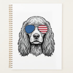 Agenda Cachorro Patriótico com Óculos de Sol de Bandeira