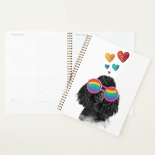Agenda Cachorro Poodle com Corações Dia dos Namorados