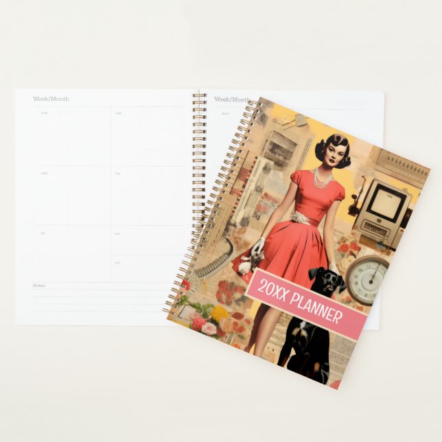 Agenda Cachorro Retro e abstrato de Colagem (Exibição)