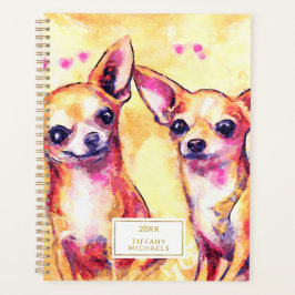 Agenda Cachorros Puppy Love Cachuahuas Pink Watercolor