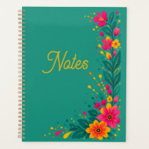 Caderno Azul com Impressão Floral