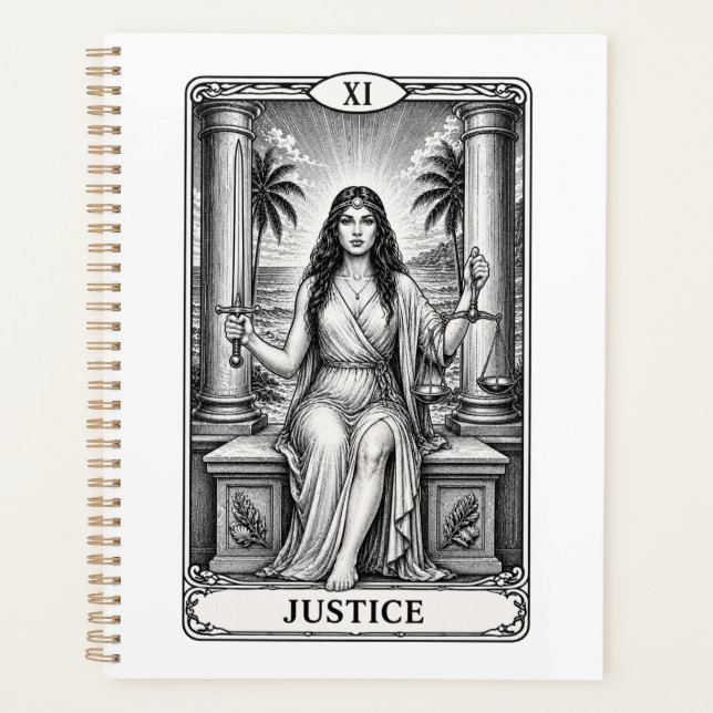 Agenda Caderno - Carta de Tarot Justiça (Frente)