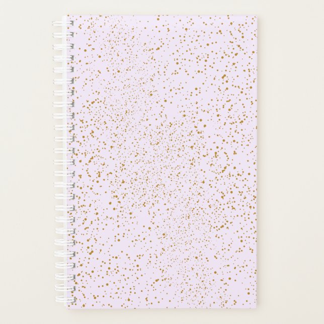 Agenda Caderno com respingos rosa e dourado (Frente)