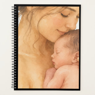 Agenda Caderno de Mãe em Aquarela & Bebê Adormecido