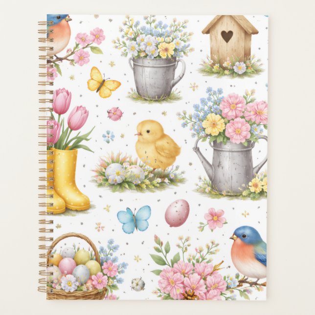 Agenda Caderno de Planejamento de Páscoa de Jardim de Pri (Frente)