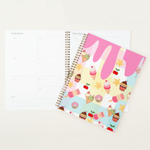 Agenda Caderno de Planejamento Kawaii Sorvete & Gotejamen