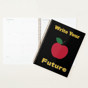 Agenda Caderno Elegante de Maçã Vermelha – Texto Dourado 