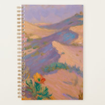 Caderno espiral artístico com desenhos do deserto