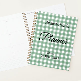 Agenda Caderno Espiral Escolar em Xadrez Verde para Ensin