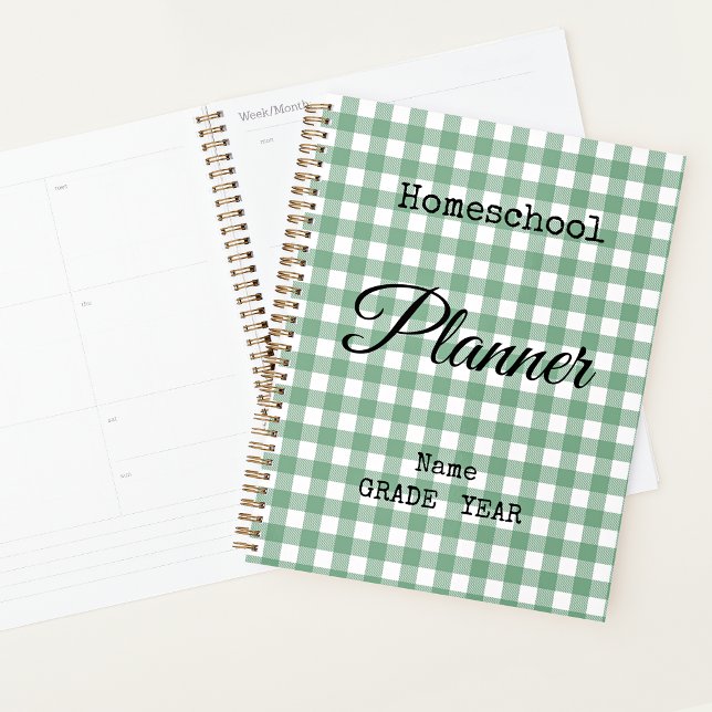 Agenda Caderno Espiral Escolar em Xadrez Verde para Ensin (Criador carregado)