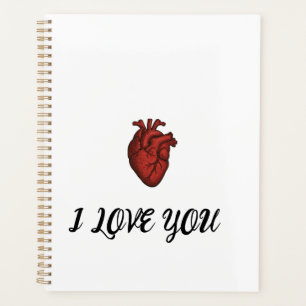 Agenda Caderno "EU TE AMO" com Ilustração de Coração Anat