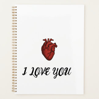 Agenda Caderno "EU TE AMO" com Ilustração de Coração Anat