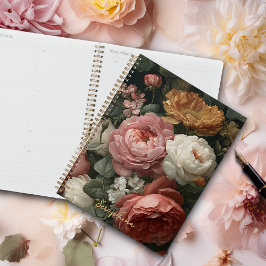 Agenda Caderno Floral Vintage Escuro Personalizado