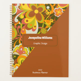 Agenda Caderno Green Groovy 60s 70s Floral Swirls II