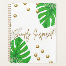 Caderno Minimalista de Folha Verde com Acentos Dou